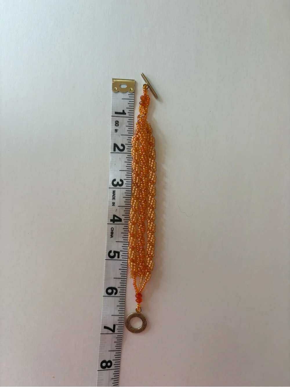 Handcrafted Multi-Color of Orange Seed Beads Beaded Rope Women's Bracelet